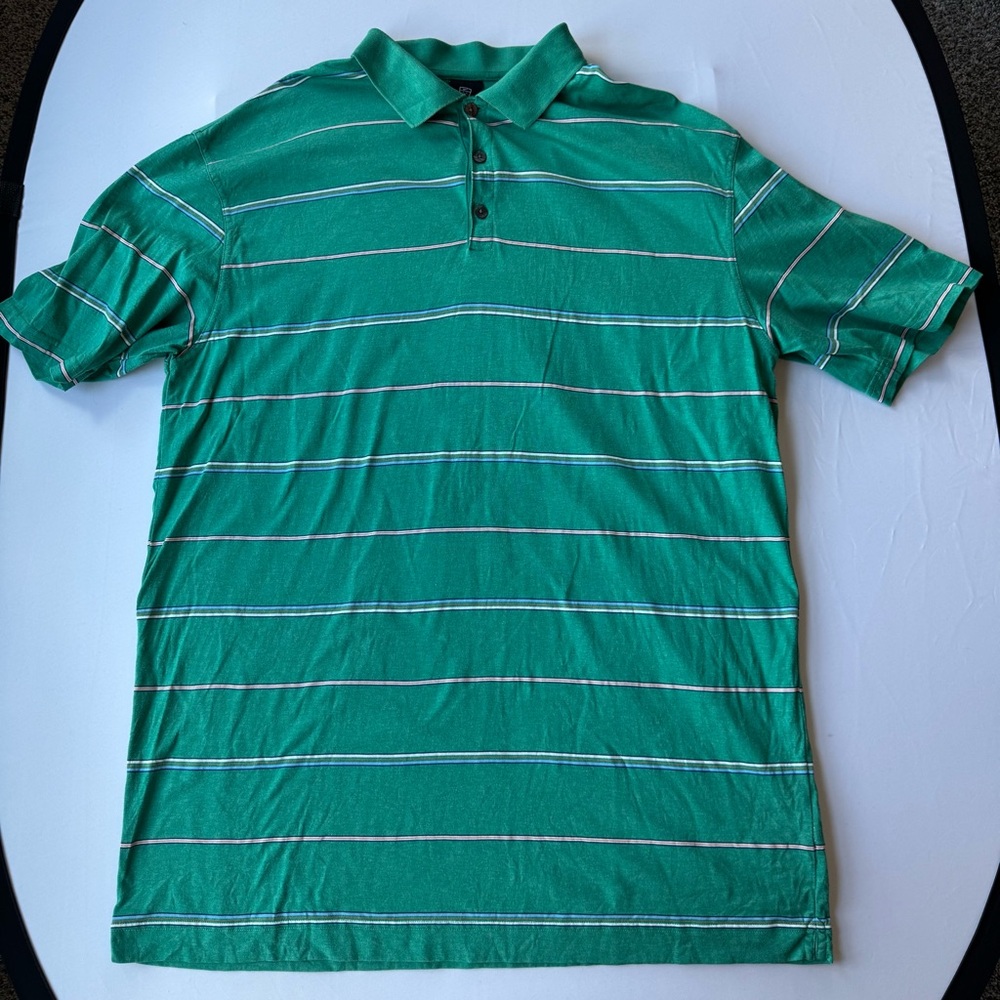 Men’s Vintage Nike Golf Polo Green Striped Cotton Golf Polo Shirt Size XXL / 2XL